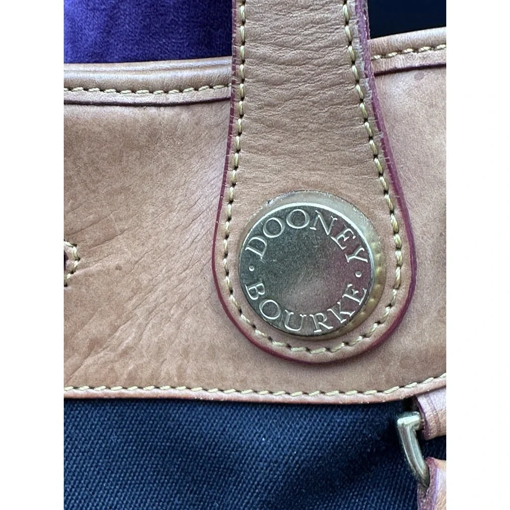 Dooney Bourke Black Canvas & Ran Leather Satchel,‎ Handbag, Top Handle Bag